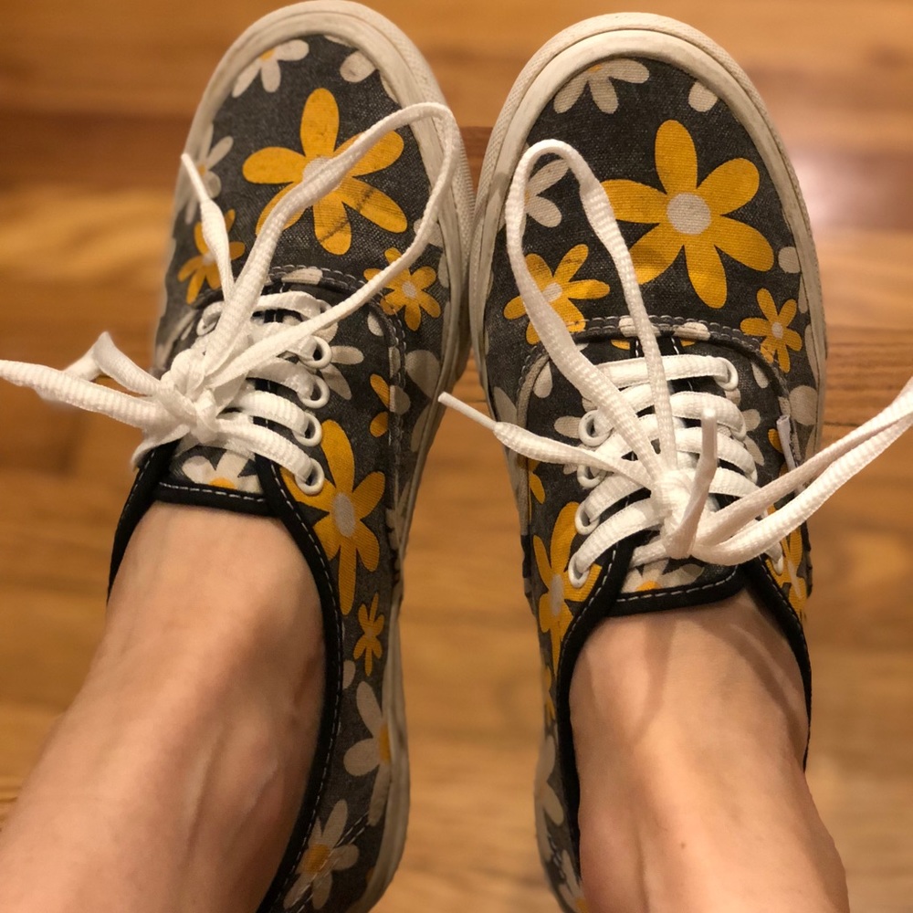 Yellow/ White/ Grey Flowered Vans